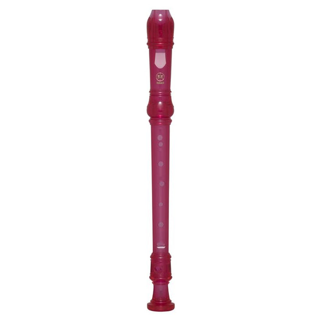 Flauta dulce Yamaha YRS-20BP rosada barroca completa sobre fondo blanco