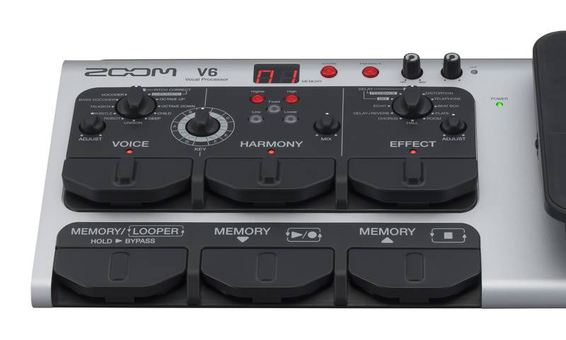 Procesador vocal Zoom V6, vista superior diagonal