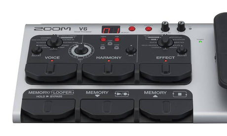 Procesador vocal Zoom V6, vista superior diagonal