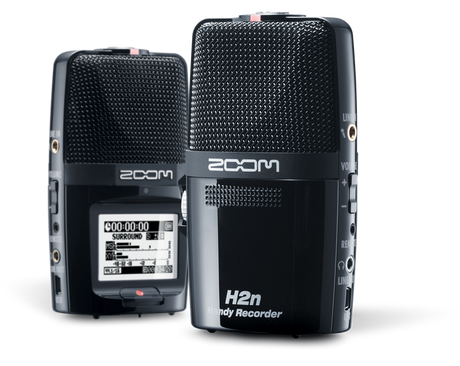 Grabadora Zoom H2n, vista frontal y posterior